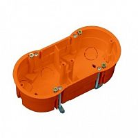 Junction box, 2-socket, orange, for plasterboard, 68x46mm