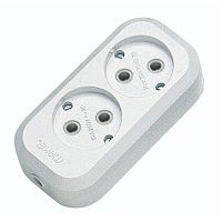 Socket block, Makel, 2-socket, non-grounded, white