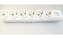 Extension cord, OVIVO, 6-socket, 3m, grounded, white