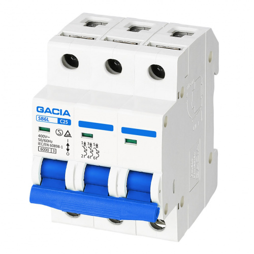 Circuit breaker, GACIA, 6kA, 3C, 25A, (4)