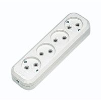 Socket block, Makel, 4-socket, non-grounded, white