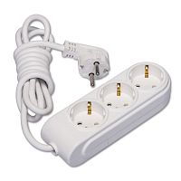 Extension cord Makel, 3-socket, 5m, grounded, white