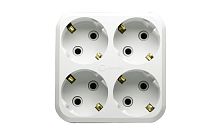 Splitter, Makel, 4-socket, grounded, white, square, (12)