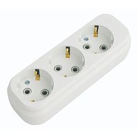 Socket block, Makel, 3-socket, grounded, white