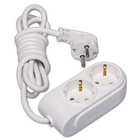 Extension cord Makel, 2-socket, 2m, grounded, white, (12)