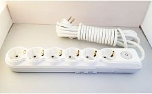 Extension cord, OVIVO, with switch, 6-socket, 3m, grounded, white