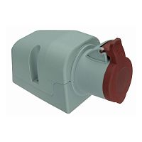 Socket with cover, 16A, 3P+E, IP44, surface