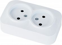 Socket, Horoz, EVA, double, non-grounded, IP20, white, surface, (200)