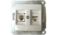 Socket, Makel, LILLIUM, TF/DATA, double, (no frame), white, recessed