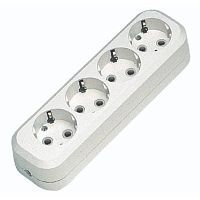 Socket block, Makel, 4-socket, grounded, white