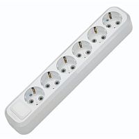 Socket block, Makel, 6-socket, grounded, white