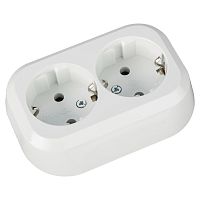 Socket block, Makel, 2-socket, grounded, white