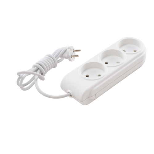 Extension cord, Makel, 3-socket, 5m, non-grounded, white