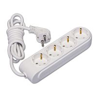 Extension cord, Makel, 4-socket, 5m, grounded, white