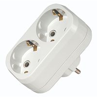 Splitter, Makel, 2-socket, grounded, white, (20)