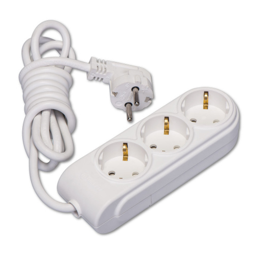 Extension cord Makel, 3-socket, 3m, grounded, white, (12)