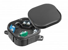 Junction box, with terminals, IP54, black, click lid, surface, 92x92x44mm