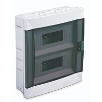 Modular distribution box, Makel, 24-socket, IP40, with transp. door, recessed