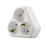 Splitter, Makel, 3-socket, grounded, white, triangle, (12)