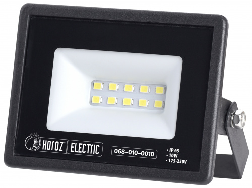 Prožektors, LED, Horoz, ASLAN-10, 10W, 1100lm, 6400K, IP65, melns