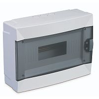 Modular distribution box, Makel, 12-socket, IP40, with transp. door, surface