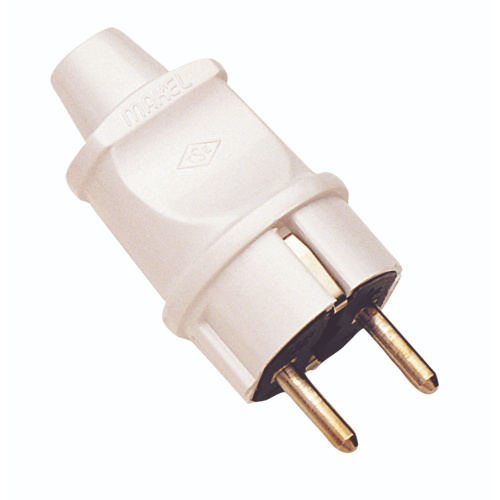 Plug, Makel, grounded, white, (100)