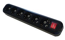 Socket block, Makel, 6-socket, grounded, black, (12)