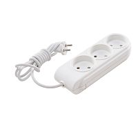 Extension cord, Makel, 3-socket, 5m, non-grounded, white