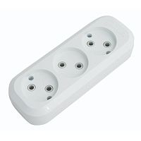 Socket block, Makel, 3-socket, non-grounded, white