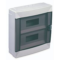 Modular distribution box, Makel, 24-socket, IP40, with transp. door, surface