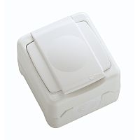 Socket with cover, Makel, IP55, cream, surface
