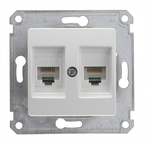 Socket, Makel, LILLIUM, DATA/DATA, double, (no frame), white, recessed