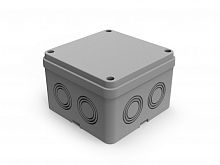 Junction box, Mutlusan, with cover, non-flammable, gray, surface, 110x110x74mm