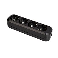 Socket block, Makel, 4-socket, grounded, black