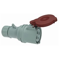 Socket with cover, 32A, 3P+E, IP44