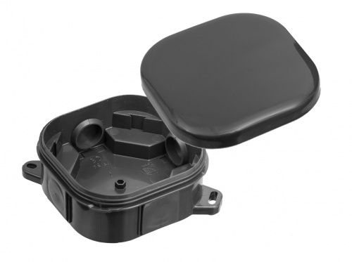 Junction box, IP54, click lid, black, surface, 92x92x44mm