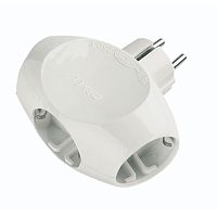 Splitter, Makel, 3-socket, grounded, white, T-shape, (50)